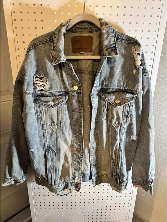 American Eagle Outfitters Jackets & Blazers - American Eagle Distressed Oversized Denim Jacket | Size Medium